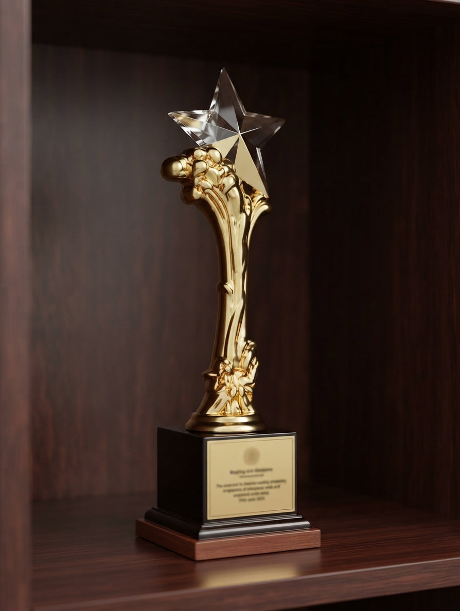 Gold Star Trophy - Symbol of Achievement and Recognition JH 152 - Corporate Awards alternate view - Meru Trophy