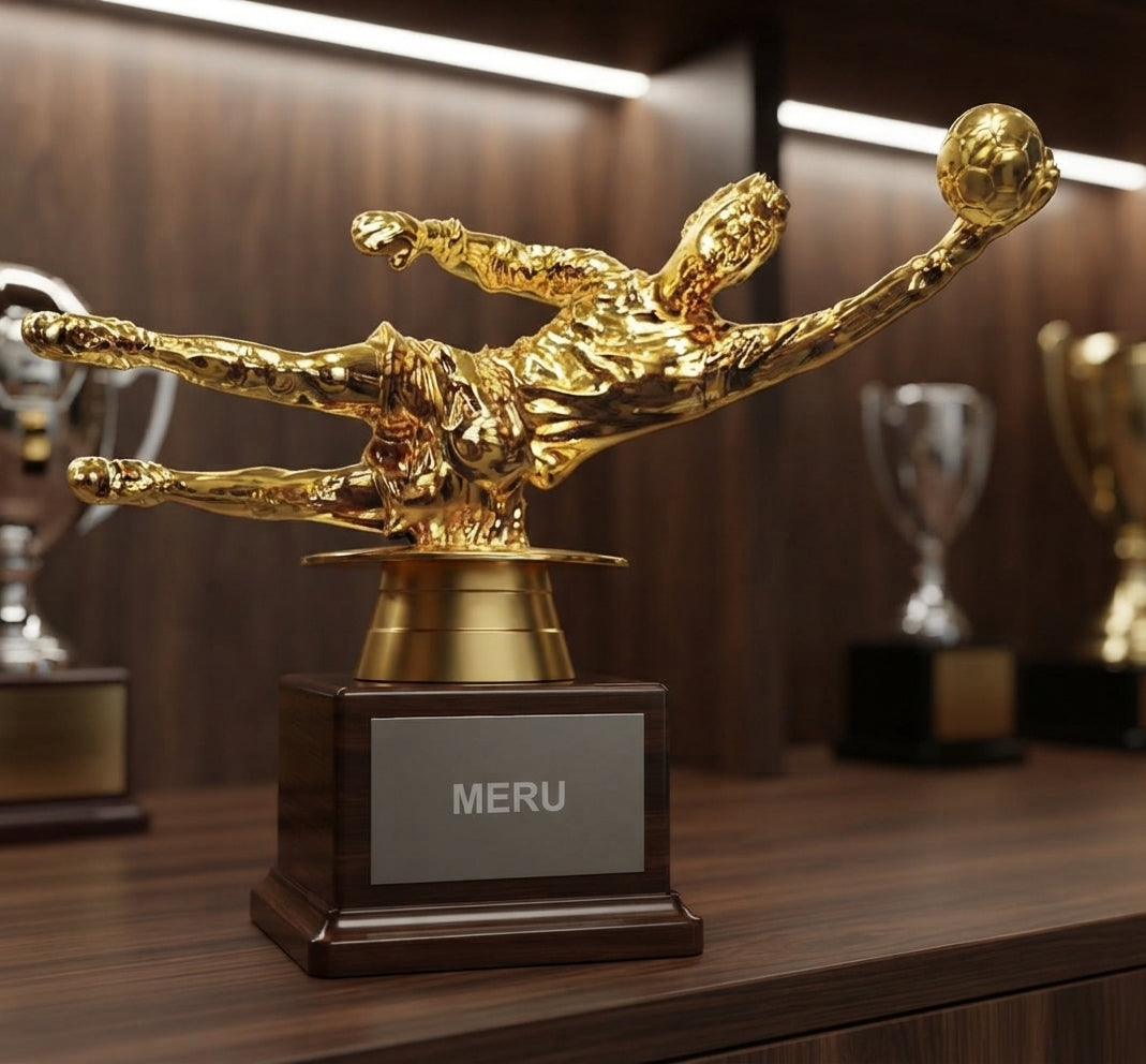 Gold Football Goalkeeper Trophy: Recognition Awards F220 alternate view - Meru Trophy