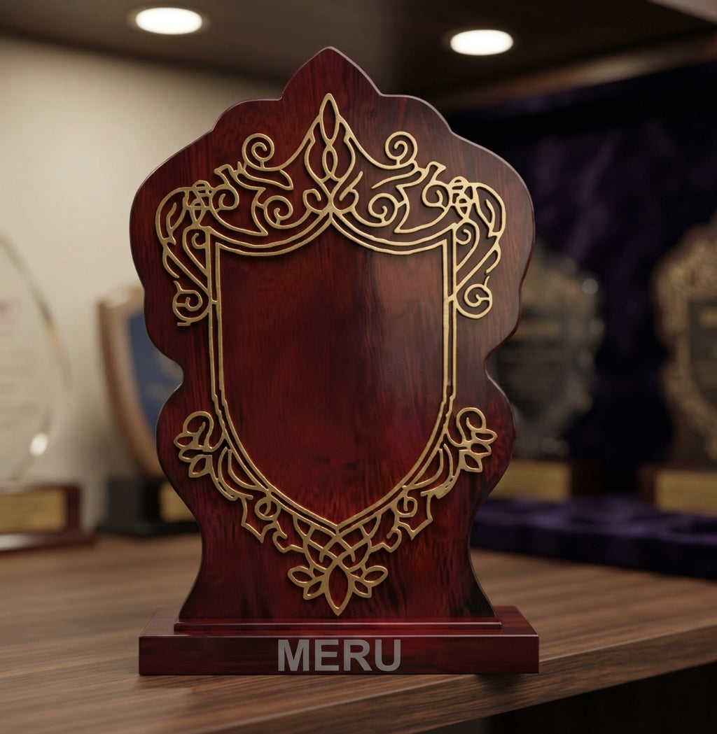 Gold Wooden Memento Recognition Award Trophy - Custom Trophies 4052 alternate view - Meru Trophy
