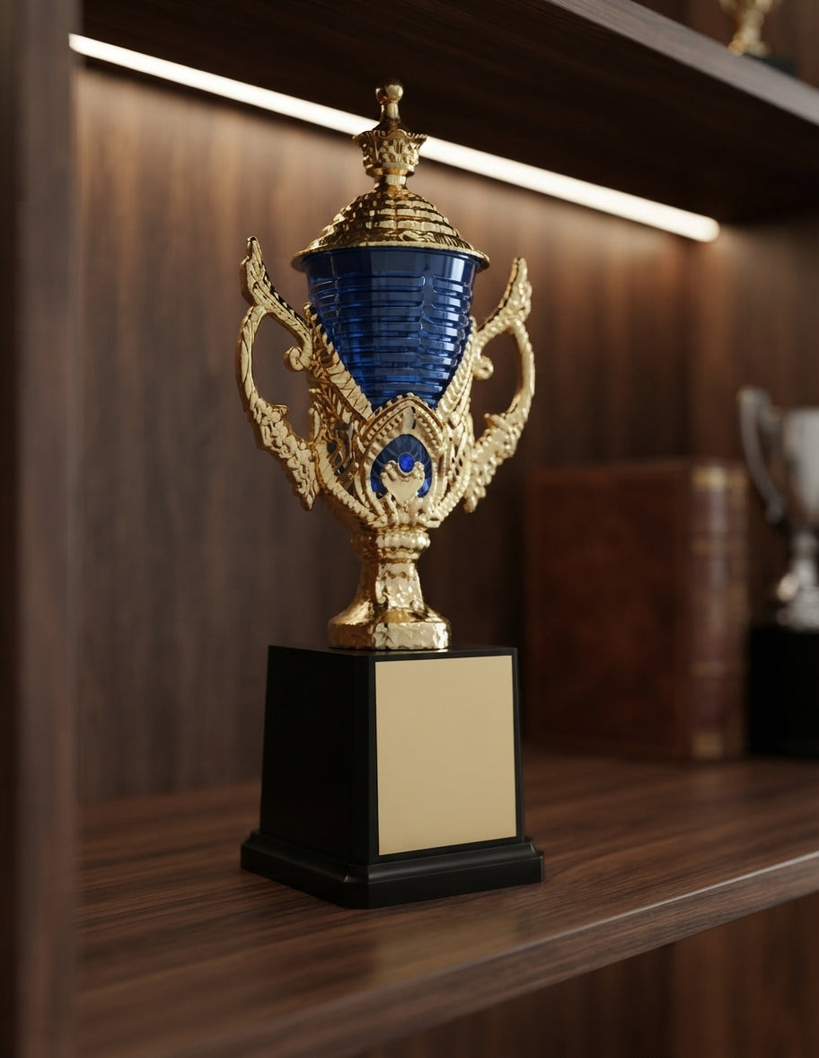 Blue and Gold Award Trophy: Corporate & Sports Recognition ABS 144 alternate view - Meru Trophy