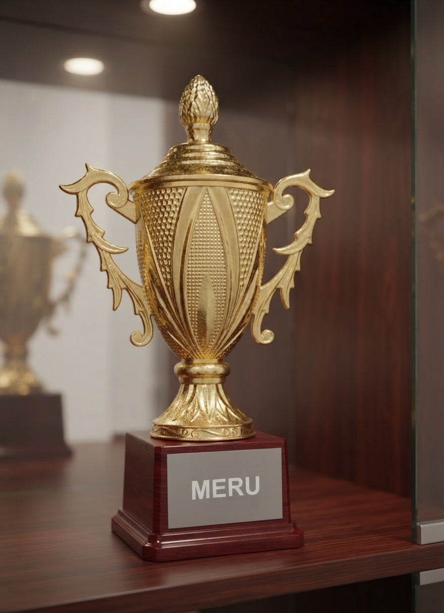 Gold Trophy Cup - Symbol of Victory Custom Trophy 026-027 alternate view - Meru Trophy