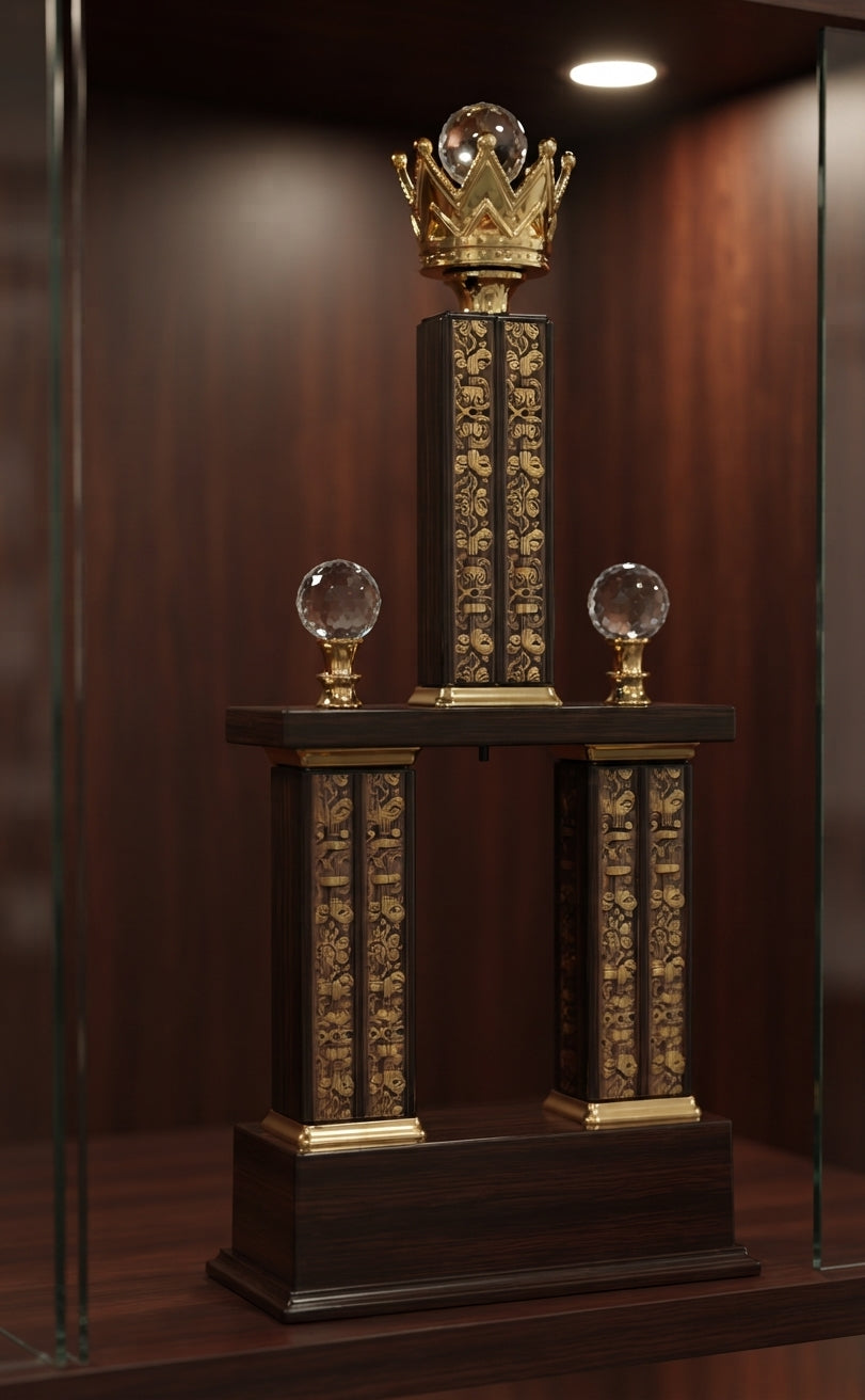 Black and Gold Crystal Trophy - Recognition Awards CP 31 alternate view - Meru Trophy