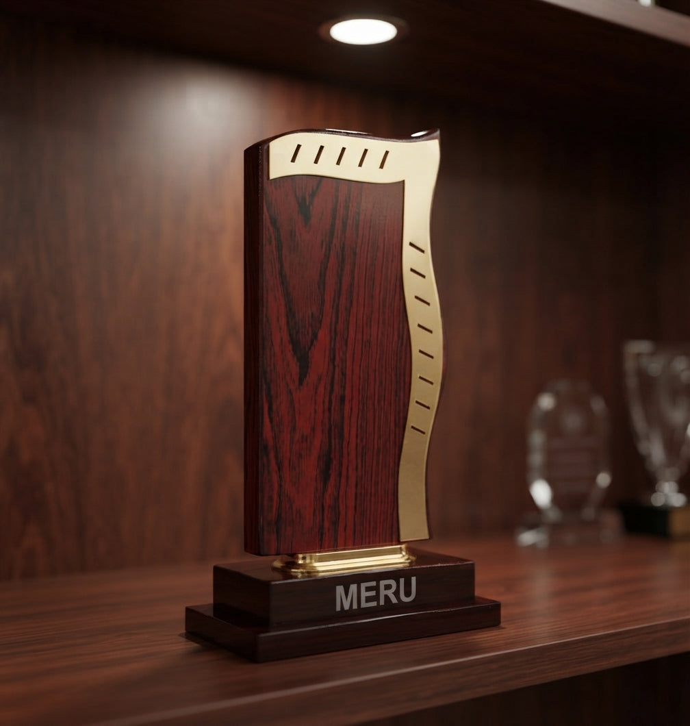 Wooden Award Trophy Memento CP69 alternate view - Meru Trophy