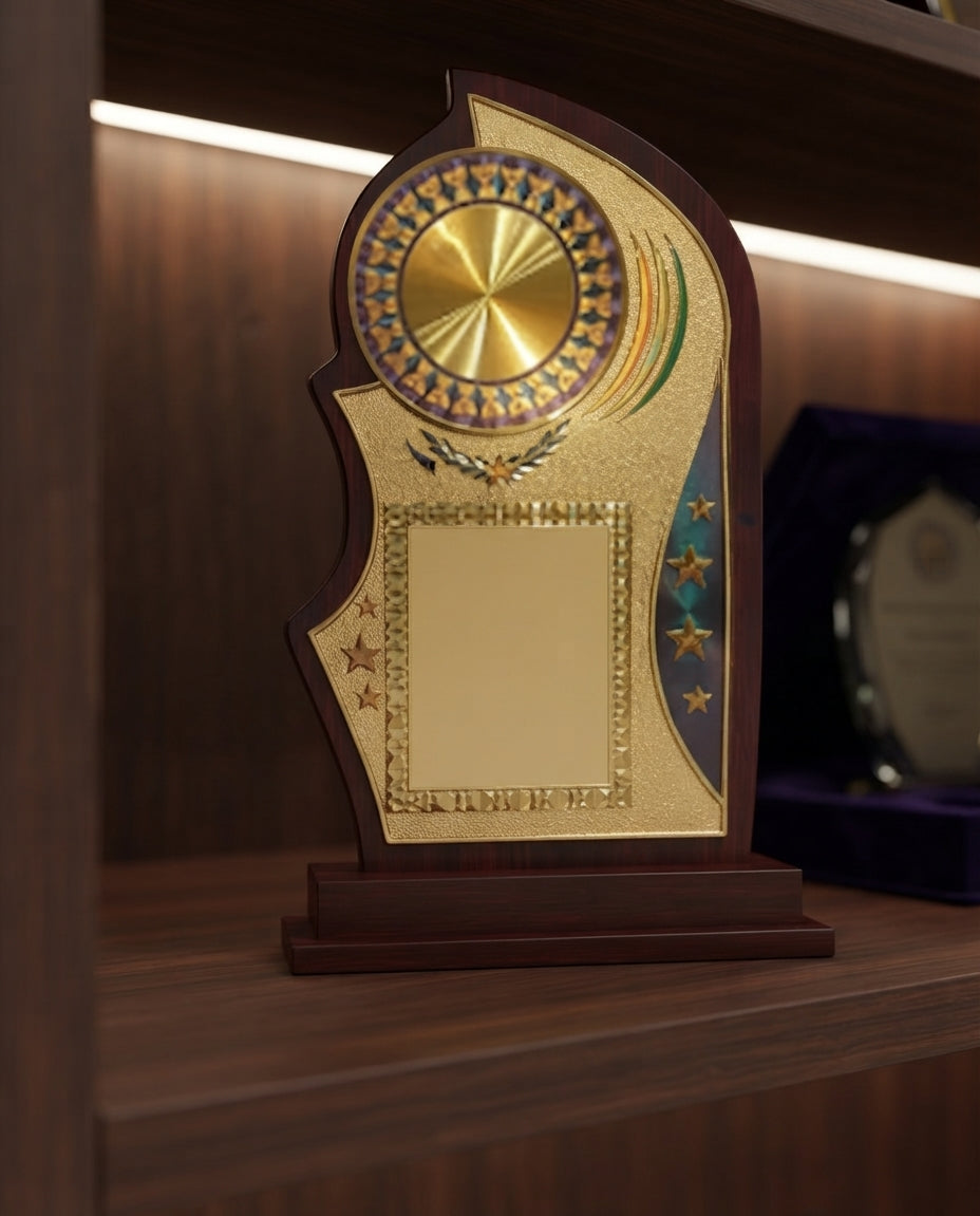 Wooden Achievement Award Trophy - Custom Engraved Trophies 4080 alternate view - Meru Trophy