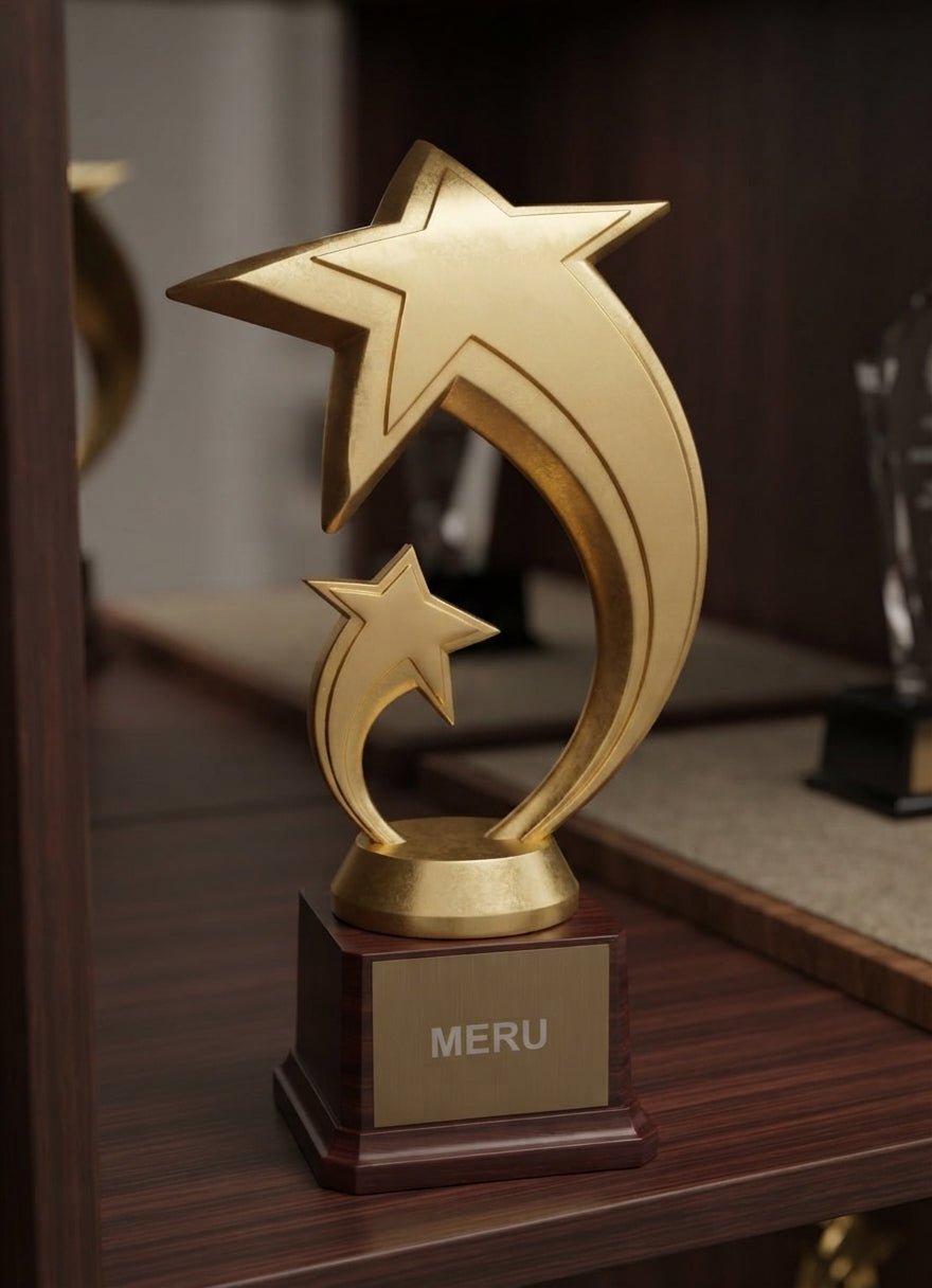 Gold Star Fibre Trophy for Achievement Award gold star achievement award trophy 212 alternate view - Meru Trophy