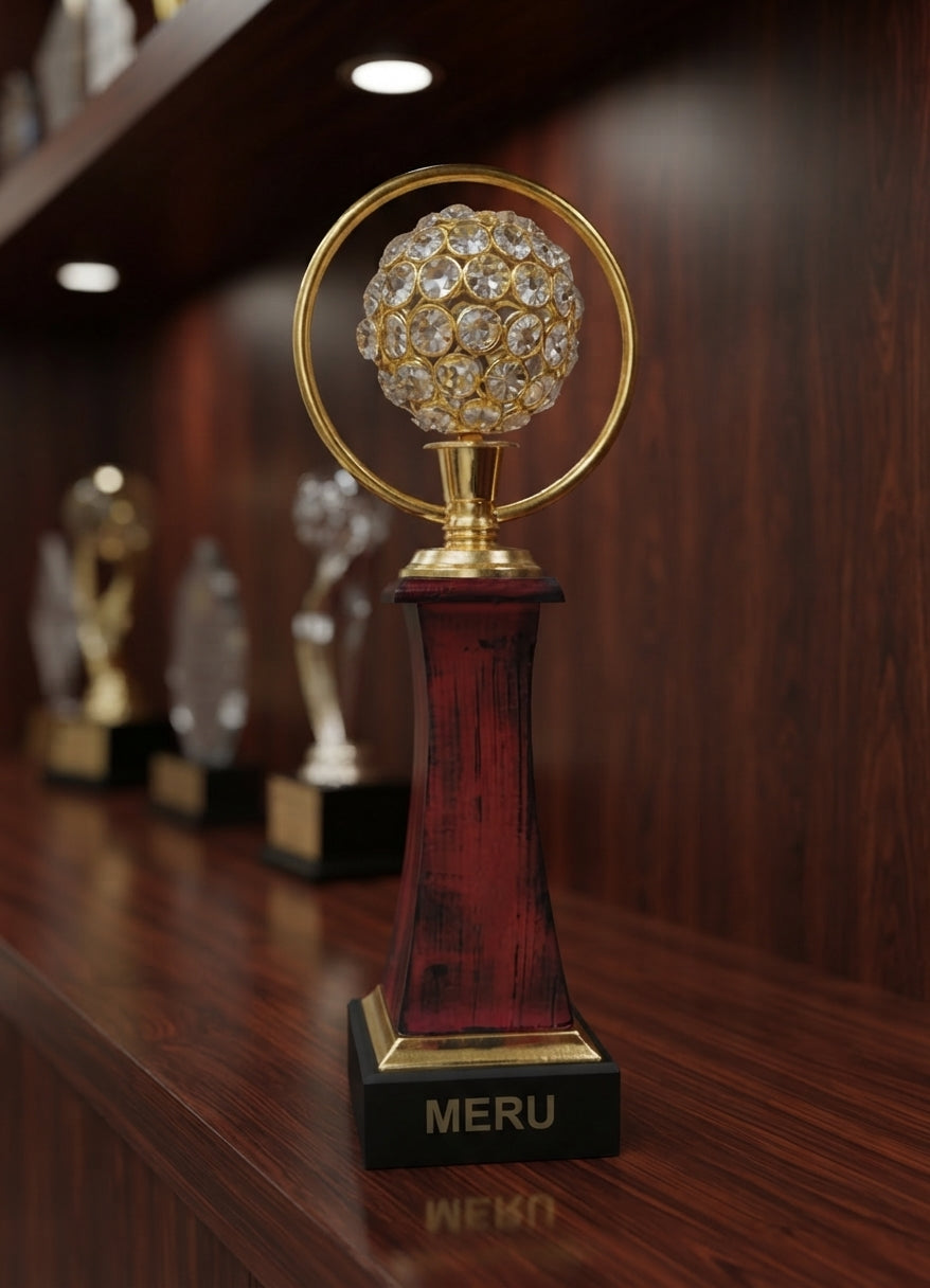 Premium Crystal Globe Award Trophy  4172 alternate view - Meru Trophy