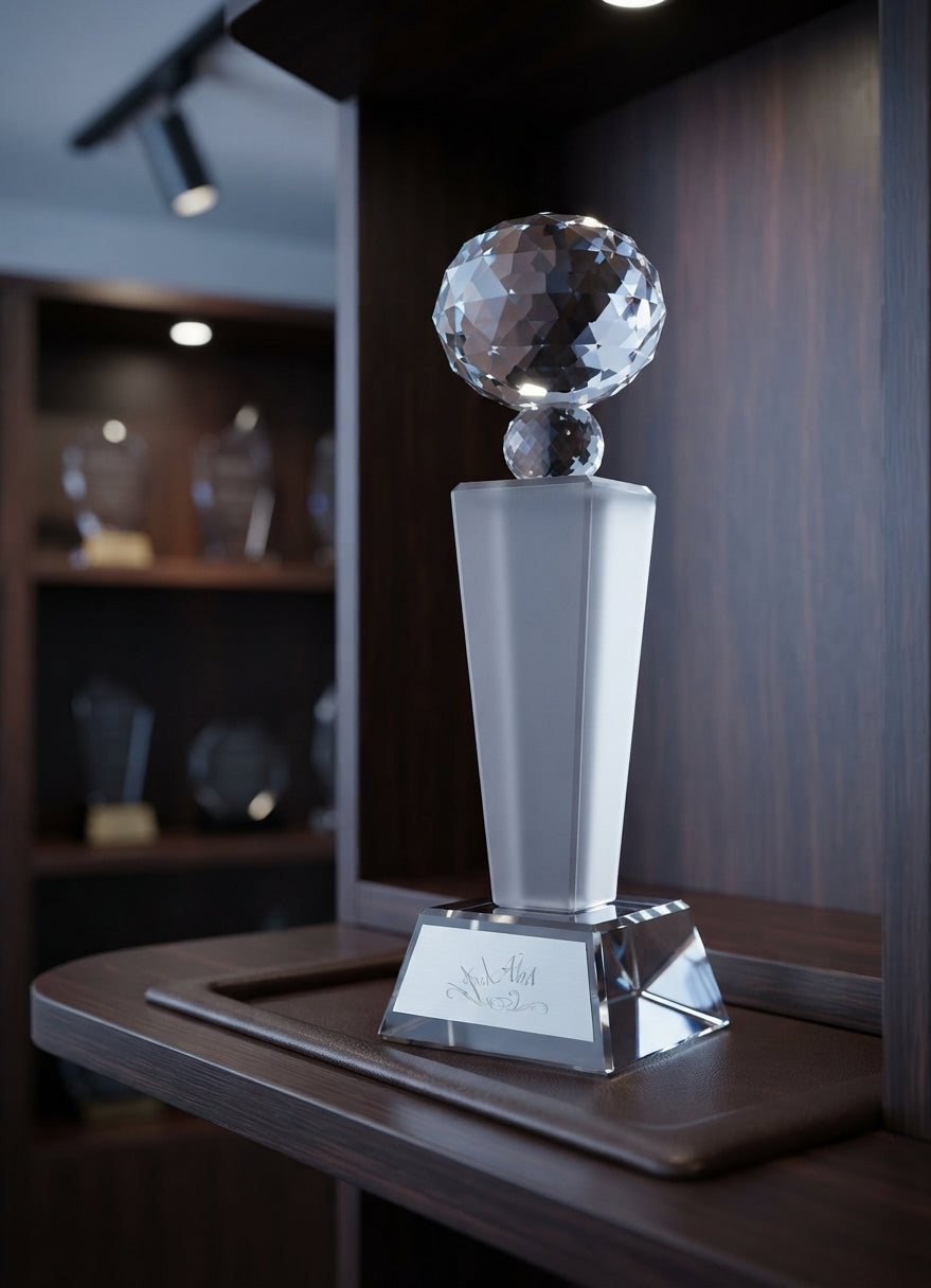 Crystal Trophy for Recognition Awards CST-40 alternate view - Meru Trophy