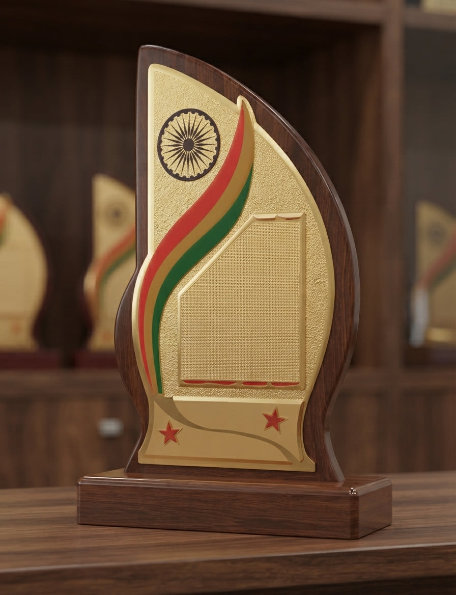 Custom Wooden Memento Indian Flag Design Trophy 1731 - Unique Awards alternate view - Meru Trophy