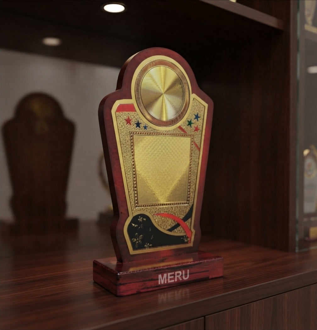 Wooden Memento with Gold Plate Custom Trophy 4062 alternate view - Meru Trophy