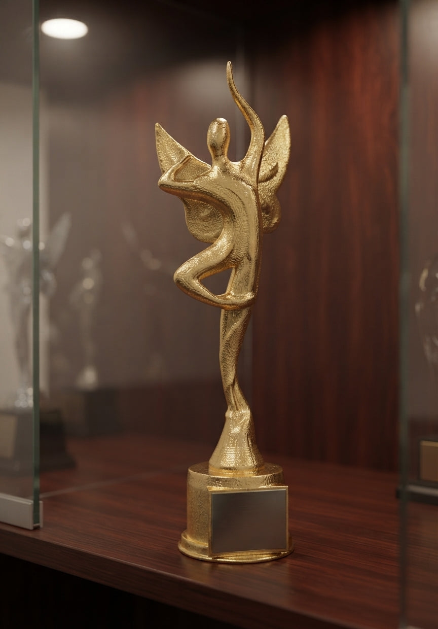 Gold Winged Victory Metal Trophy - Custom Trophy Am 2 alternate view - Meru Trophy