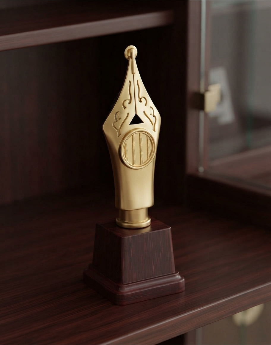 Fountain Pen Nib Trophy Gold and Maroon Award 2698 alternate view - Meru Trophy