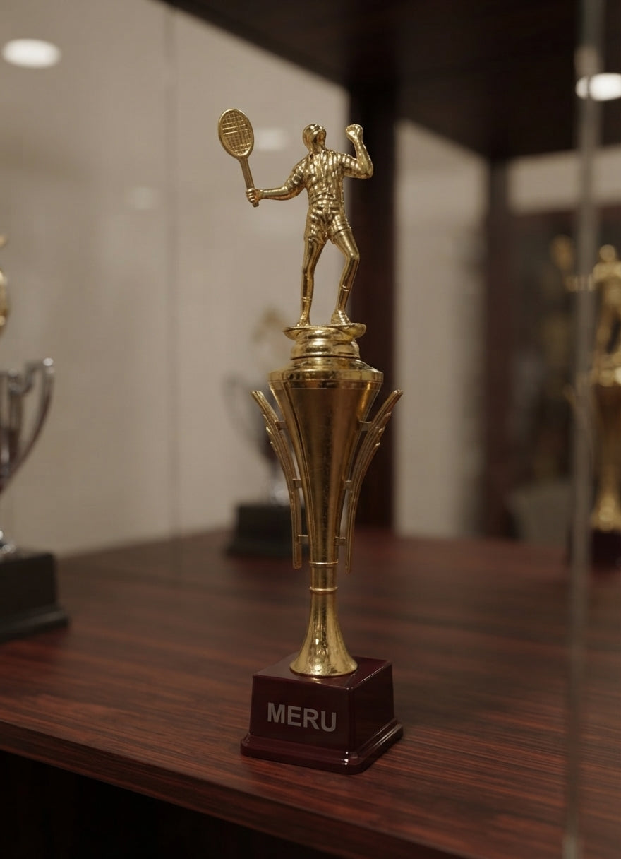 Gold Tennis Trophy Sports Awards HV32 alternate view - Meru Trophy