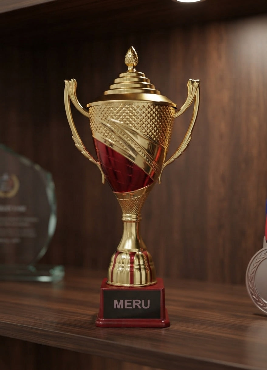Gold and Red Fibre Trophy Awards 947 alternate view - Meru Trophy