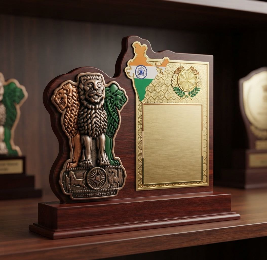 Wooden Memento Trophy for Awards and Recognition - Custom Engraved Awards 1905 alternate view - Meru Trophy