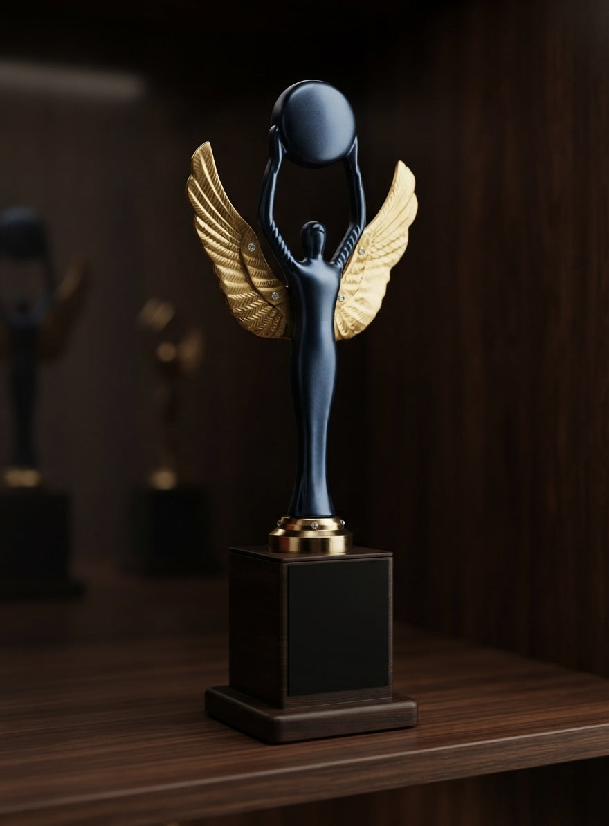 Gold Winged Globe Acrylic Trophy 1005 - Corporate & Recognition Awards alternate view - Meru Trophy