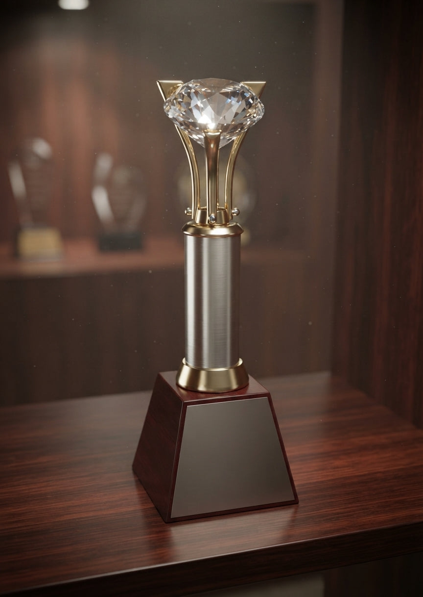 Crystal Trophy Award AS 967 - Unique Sports Awards & Cricket Trophies alternate view - Meru Trophy