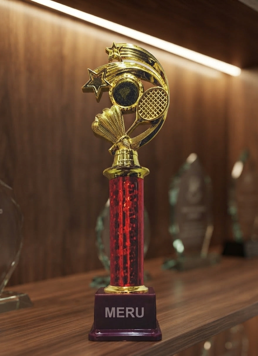 Badminton Trophy - Custom Trophy and Award LR158 alternate view - Meru Trophy