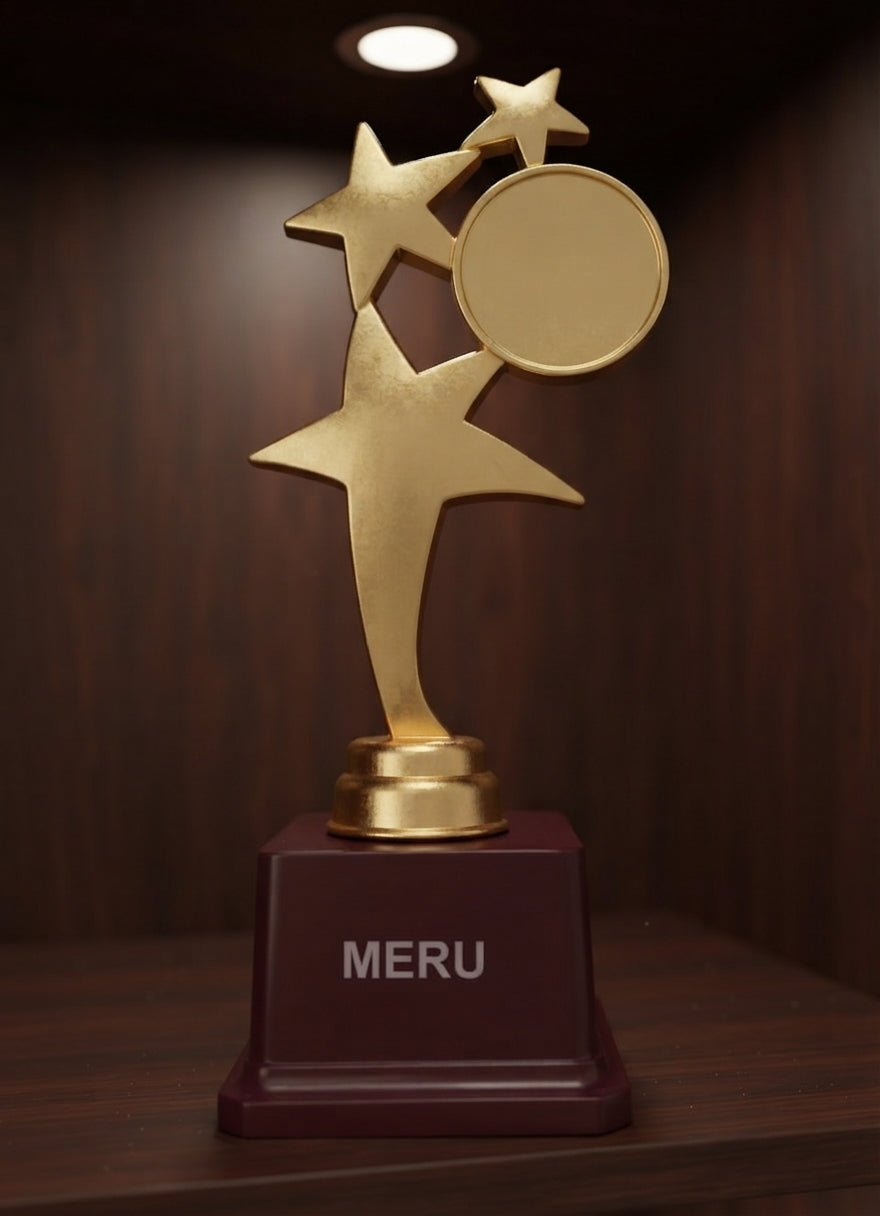 Gold Star Fiber Trophy Achievement Award 355 alternate view - Meru Trophy