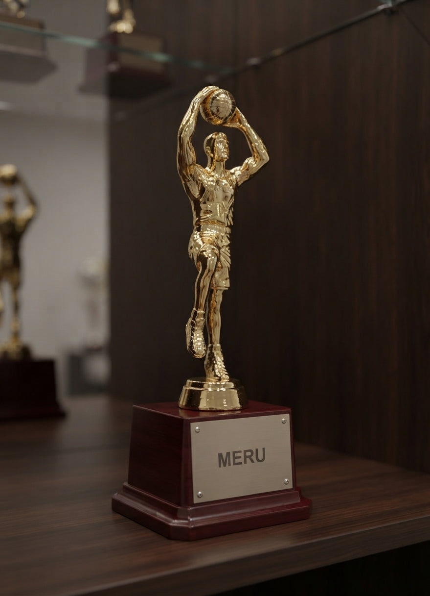 Gold Basketball Trophy Custom Award 115 alternate view - Meru Trophy