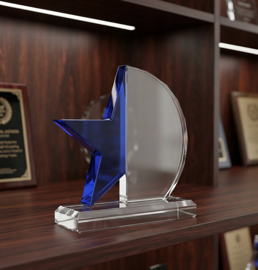 Crystal Star Trophy - Custom Recognition Award CST-33 alternate view - Meru Trophy