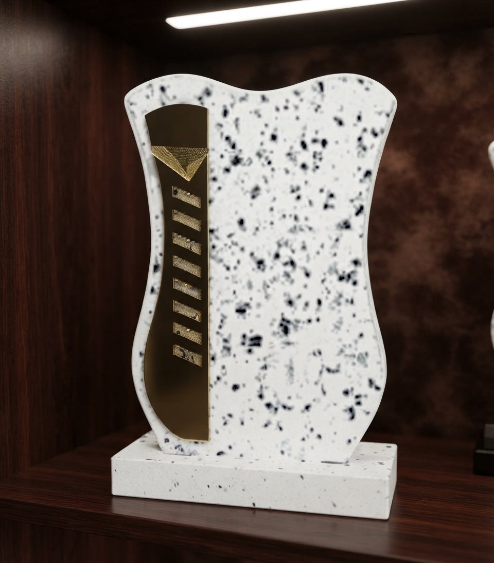 Wooden Marble Memento Trophy Custom Awards EC 91 alternate view - Meru Trophy