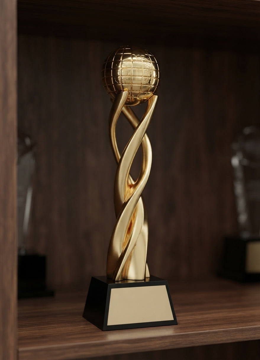 Gold Globe Crystal Trophy CST 119 alternate view - Meru Trophy