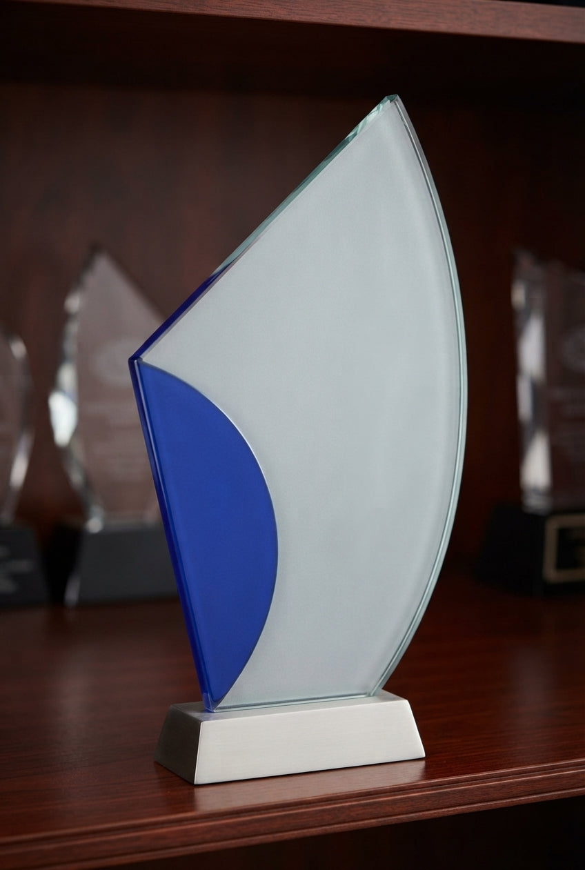 Crystal Sail Award Trophy crystal trophy award cst 124 alternate view - Meru Trophy