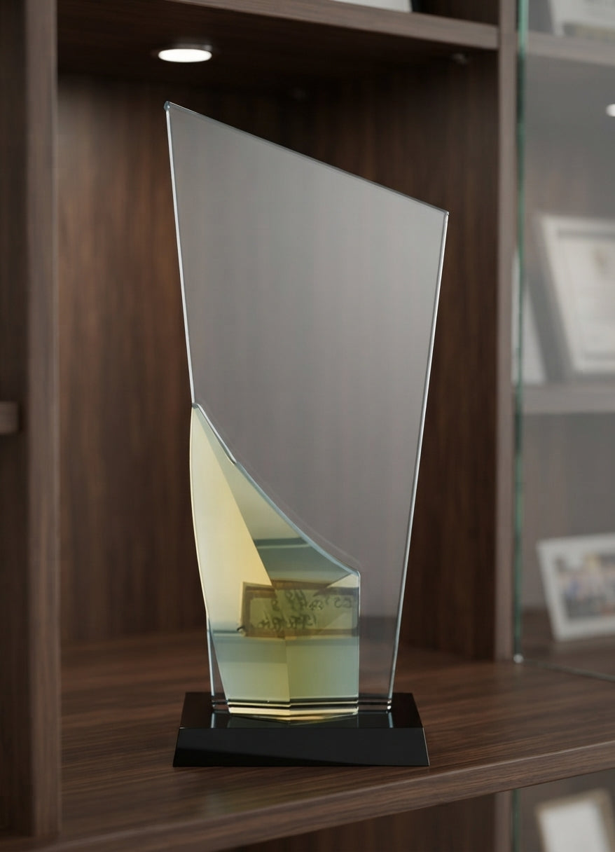 Crystal Trophy Recognition Award CST-48 alternate view - Meru Trophy