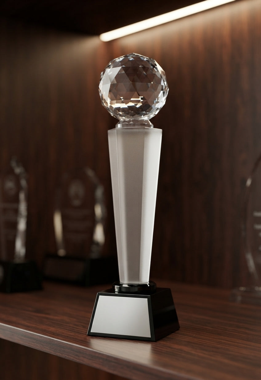 Custom Crystal Trophy Award CST 53 alternate view - Meru Trophy