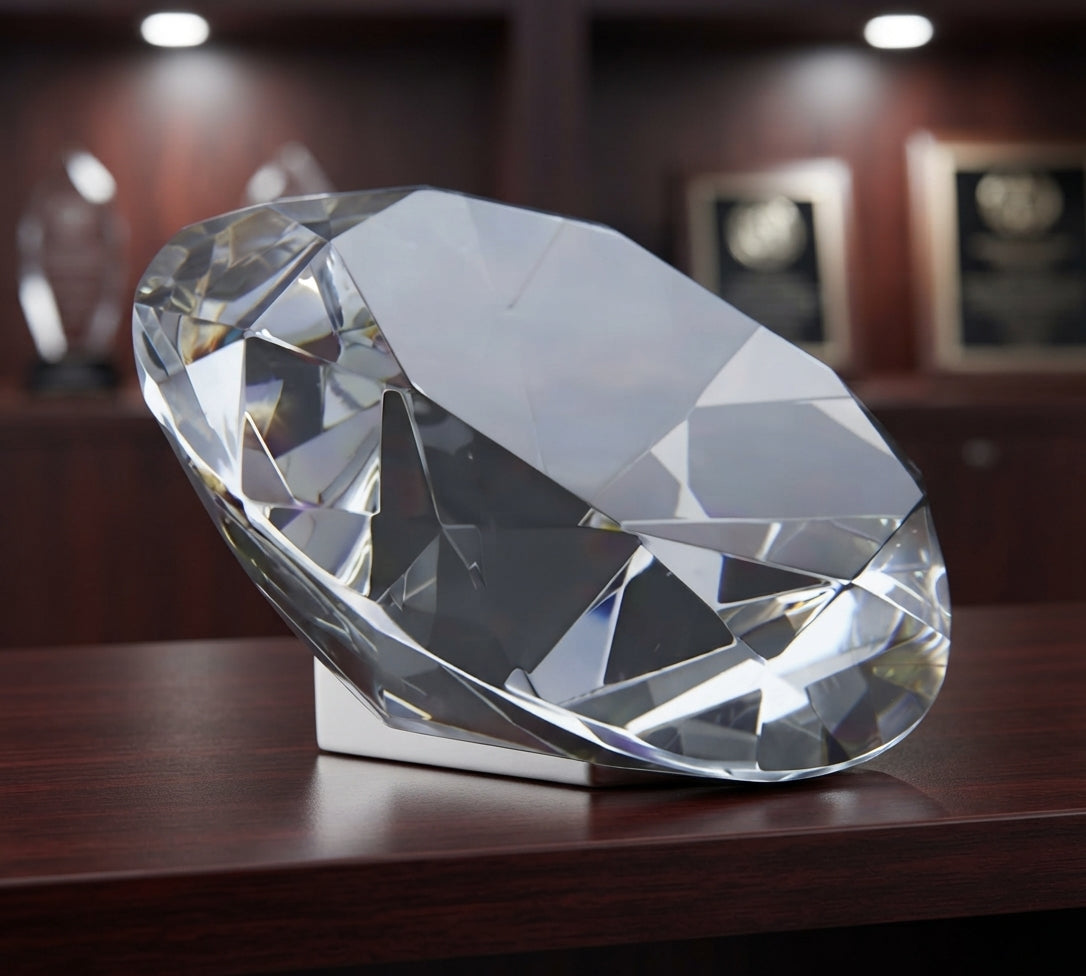 Crystal Achievement Trophy CST-90 alternate view - Meru Trophy
