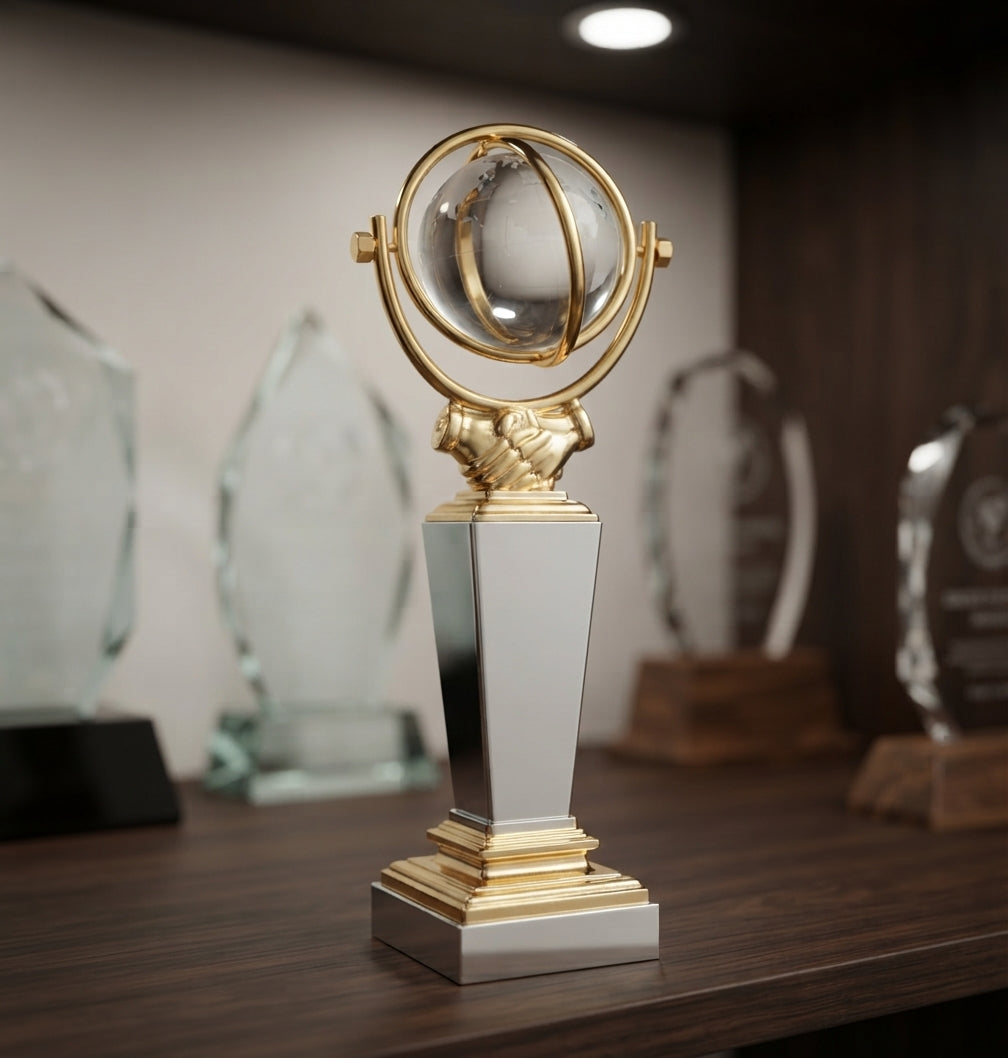 Crystal Globe Trophy Award CST-114 alternate view - Meru Trophy