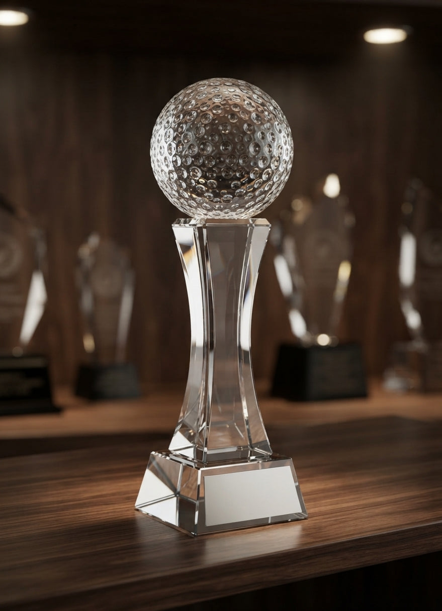 Crystal Golf Ball Trophy CST-110 alternate view - Meru Trophy