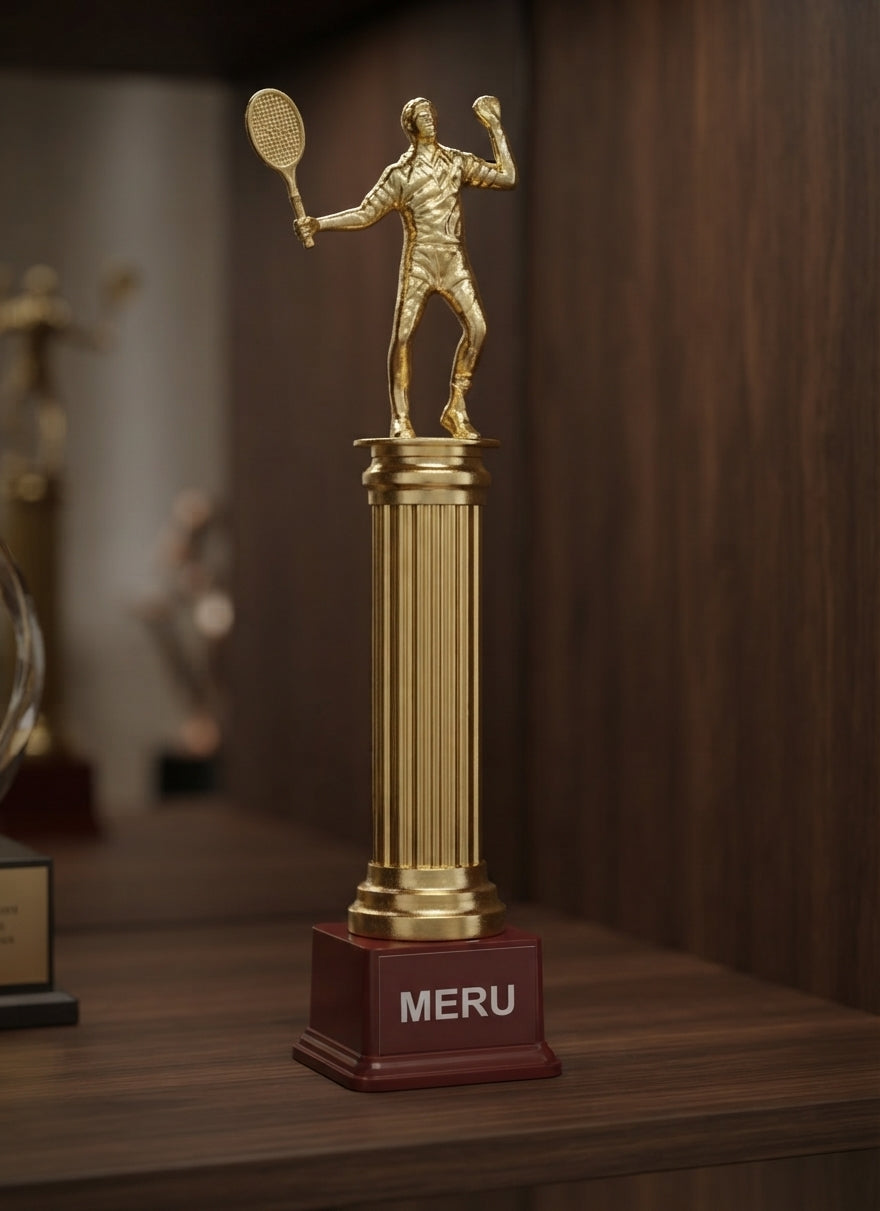 Gold Tennis Sports Trophy Custom Awards PL32 alternate view - Meru Trophy