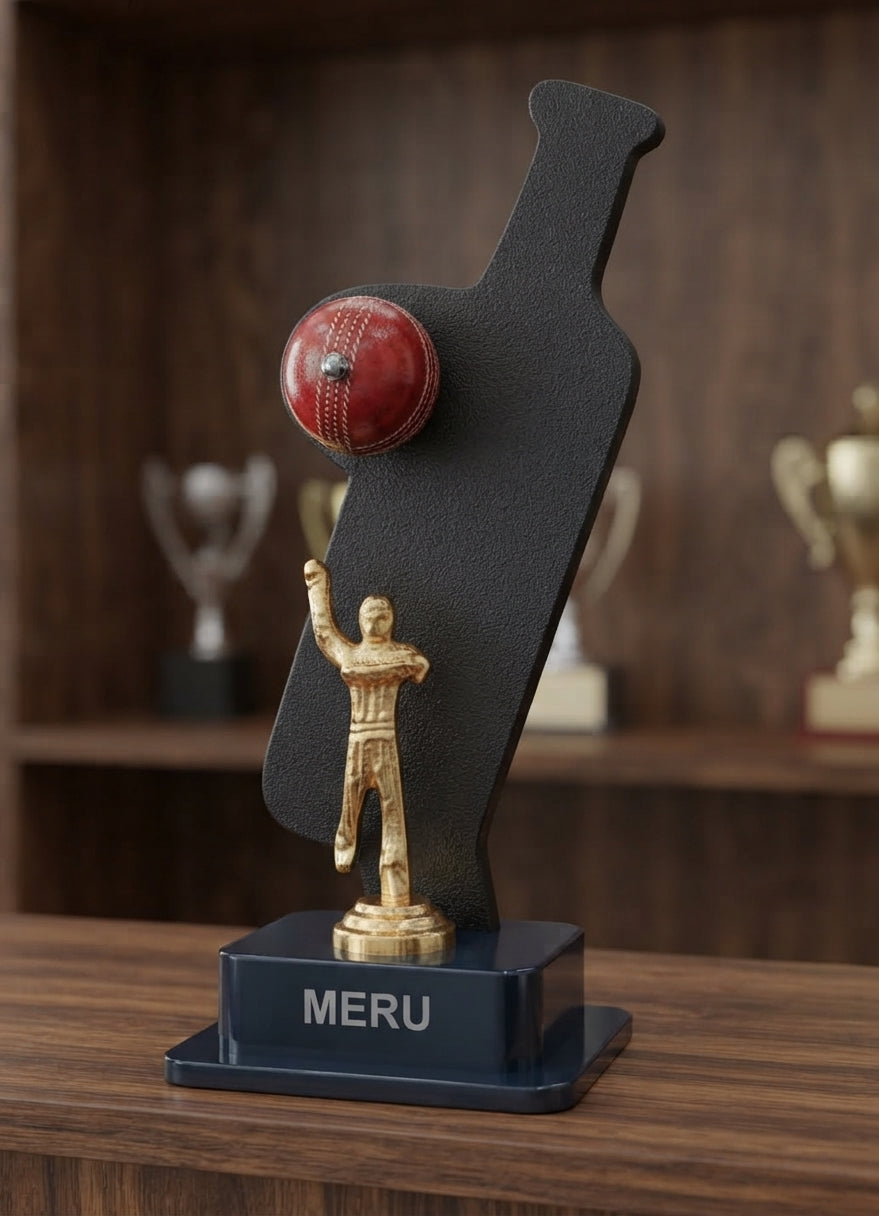 Cricket Trophy Award Acrylic Bat Figurine 864B-1 alternate view - Meru Trophy