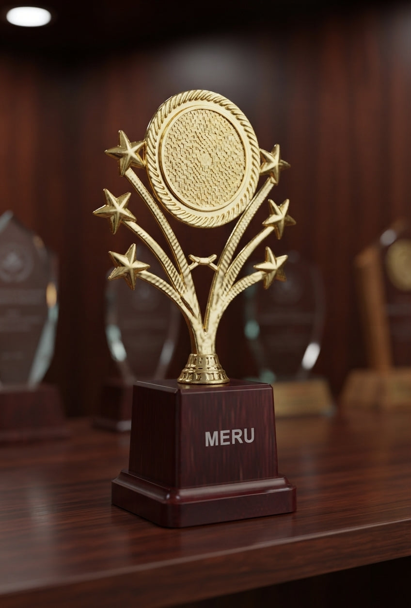 Gold Star Trophy for Recognition Awards 2379 alternate view - Meru Trophy
