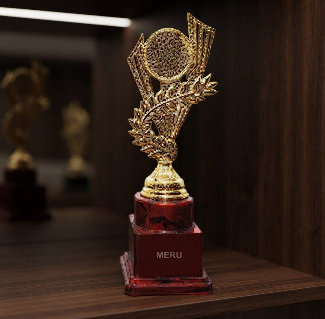 Gold and Maroon Achievement Trophy 7505 alternate view - Meru Trophy