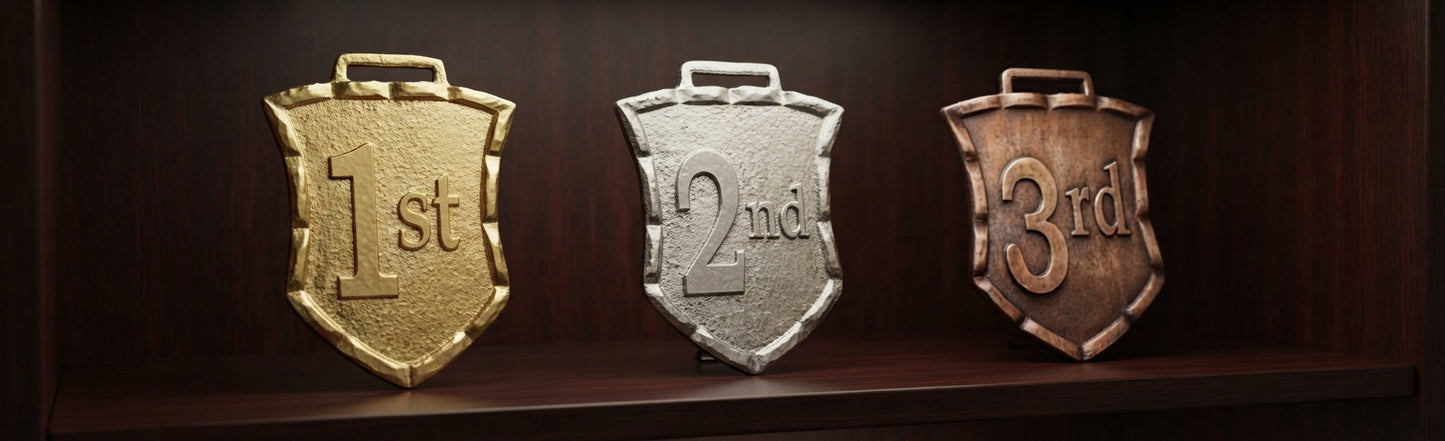 Shield Medals Gold Silver Bronze Athletic Medals Shield-Medal-1 alternate view - Meru Trophy