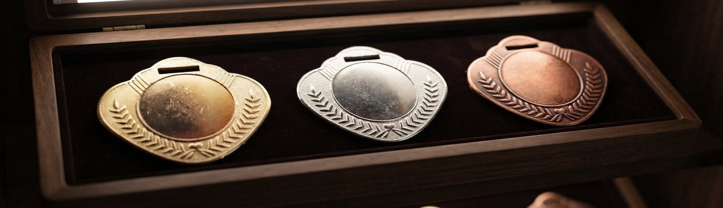 Heart-Shaped Medals Gold Silver Bronze MS-Ovel-1 alternate view - Meru Trophy