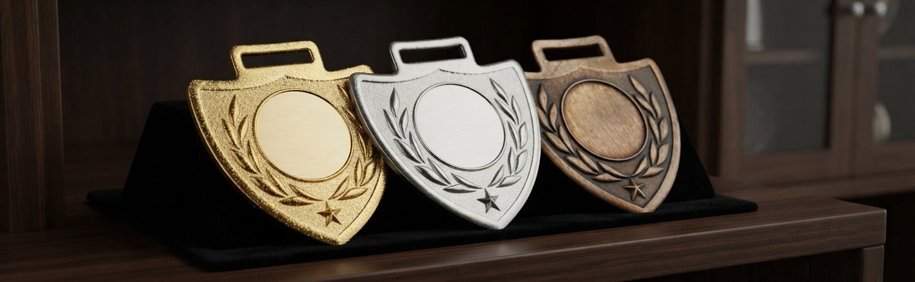 Custom Medals Gold Silver Bronze Recognition Awards MS-Shield-1 alternate view - Meru Trophy