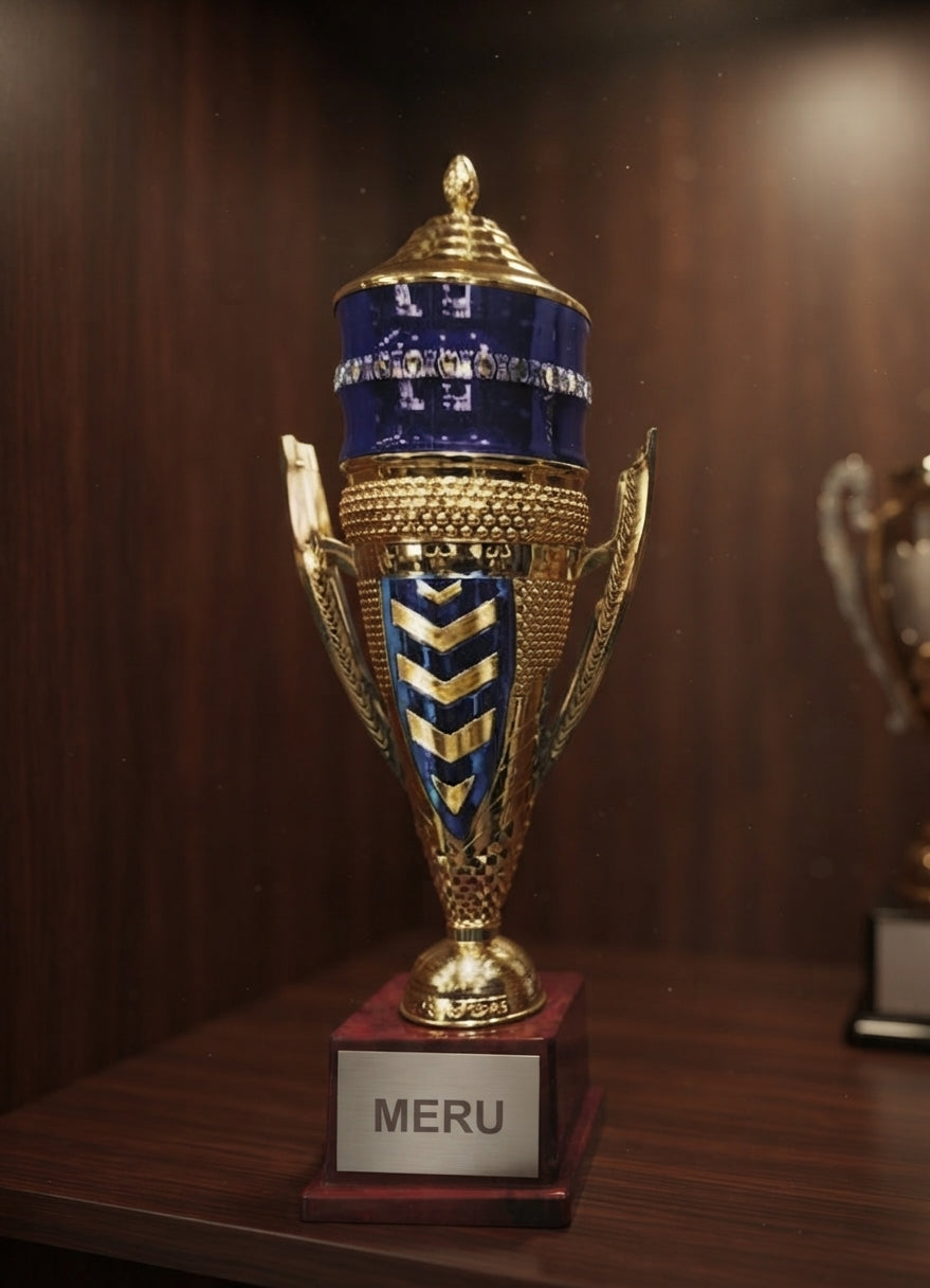 Gold and Blue Metal Cup Trophy Award BC-409 alternate view - Meru Trophy