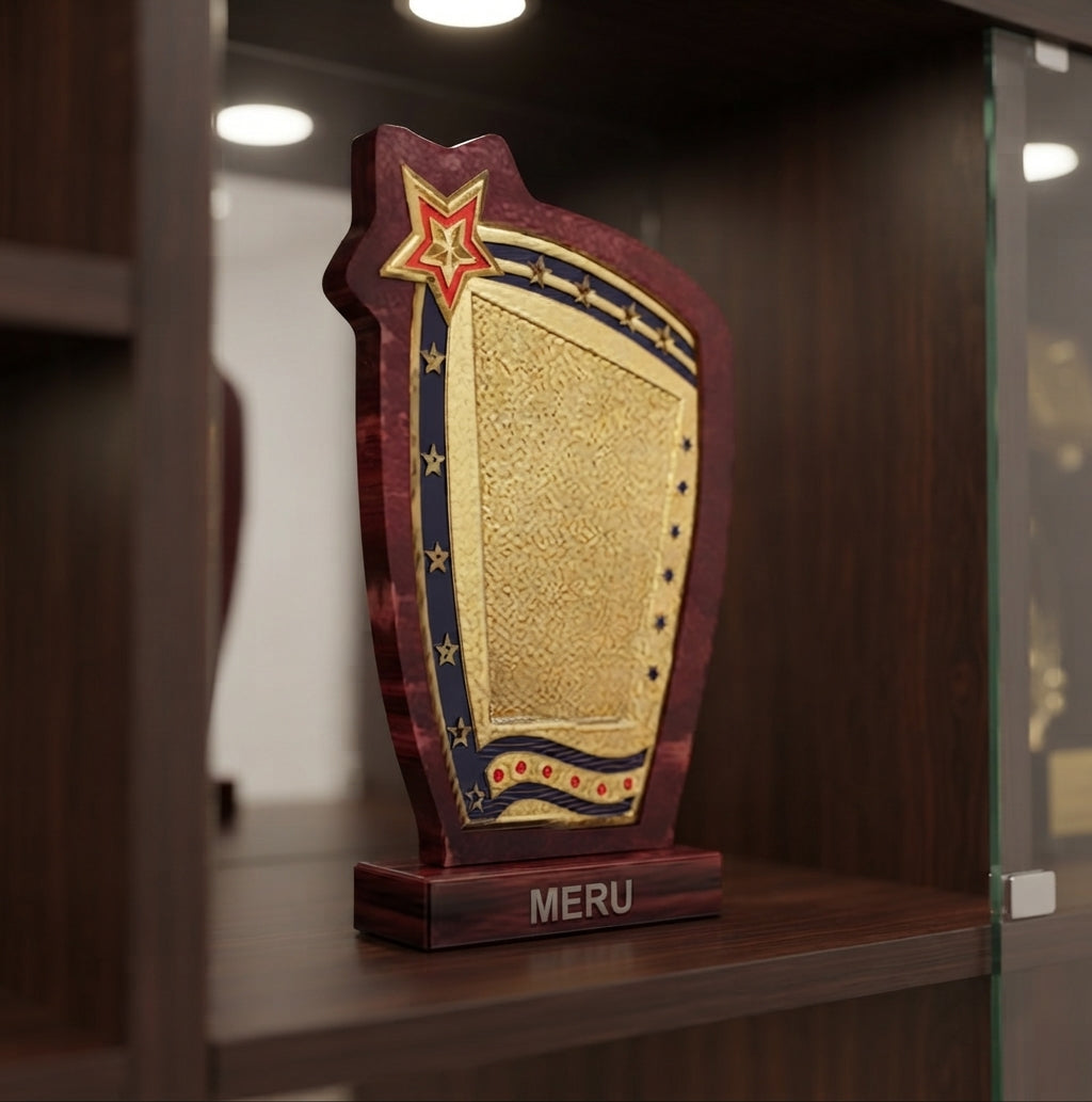 Wooden Star Award for Employee Recognition 574 alternate view - Meru Trophy