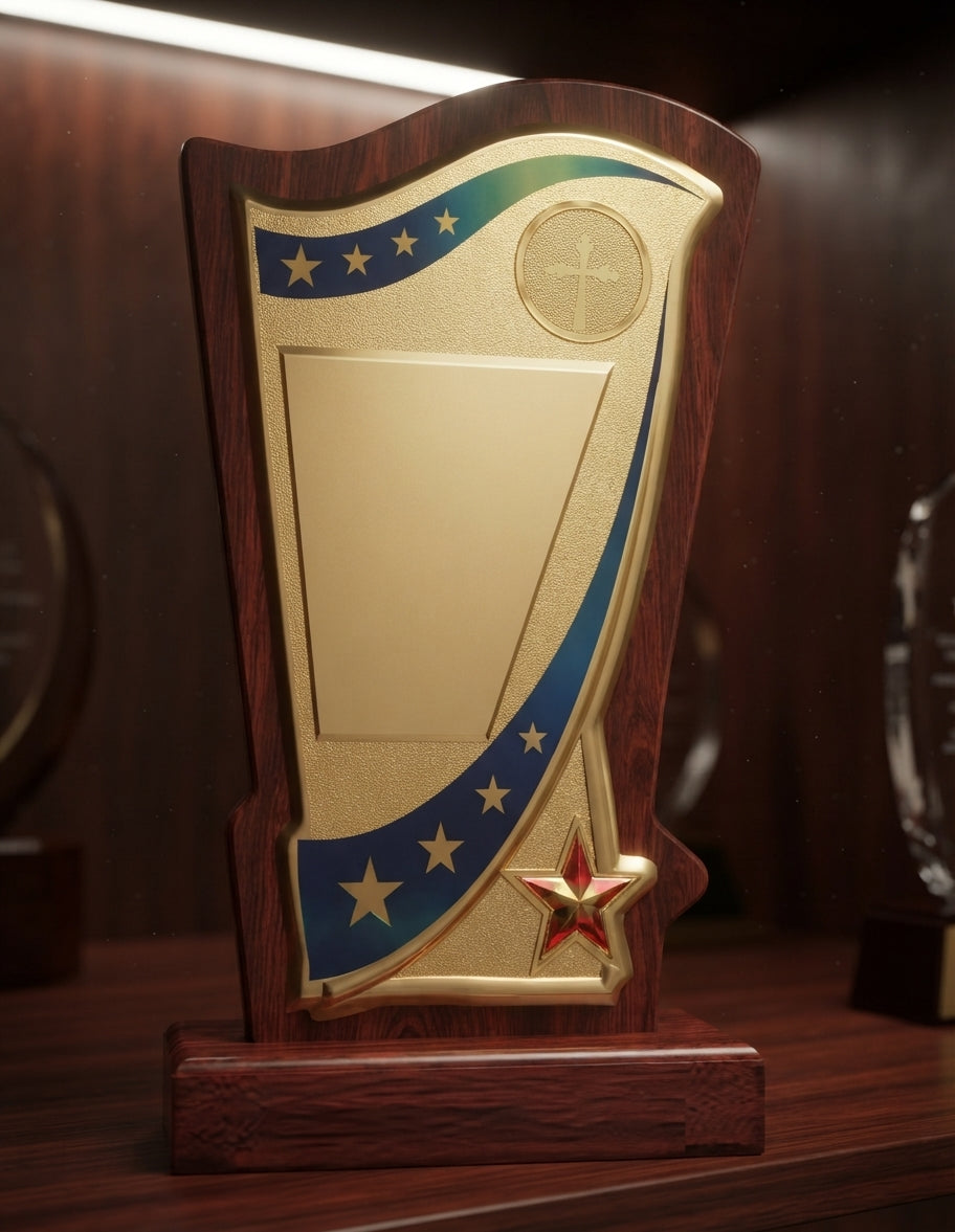 Wooden Recognition Award Trophy 1728 - Custom Wooden Mementos alternate view - Meru Trophy