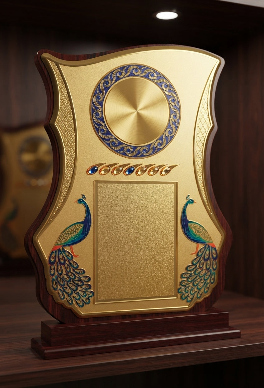 Wooden Memento Trophy with Peacock Design 710 - Custom Awards & Engraved Medals alternate view - Meru Trophy