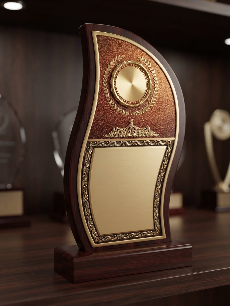 Wooden Memento Recognition Award 1834 - Custom Wooden Trophy alternate view - Meru Trophy