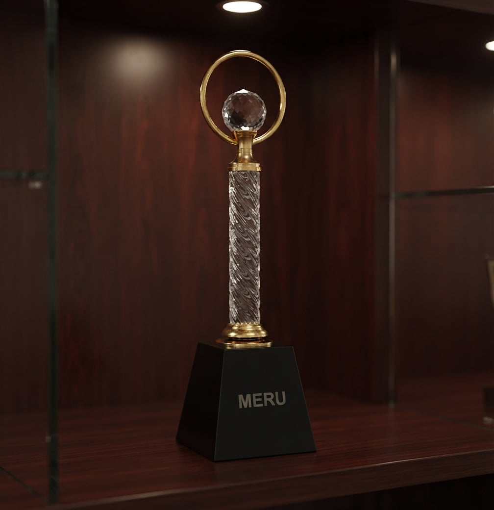 Crystal Orb Acrylic Trophy for Corporate Awards and Recognition - Fiber Trophies JH 89 alternate view - Meru Trophy
