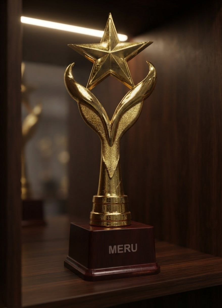 Gold Star Award Trophy 1210 alternate view - Meru Trophy