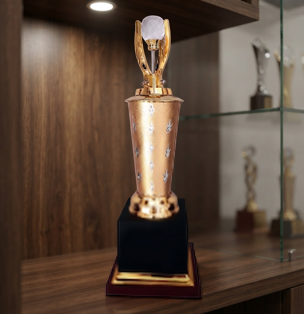 Premium Corporate Trophy gold black premium award trophy - Recognition Awards 4180 alternate view - Meru Trophy