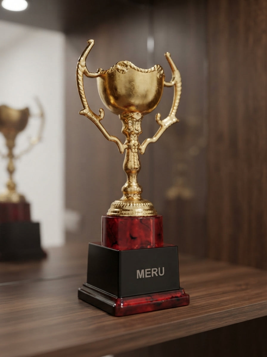 Gold and Maroon Achievement Trophy 7535 alternate view - Meru Trophy