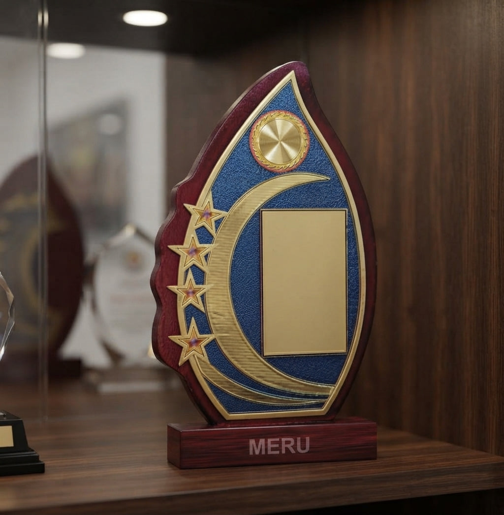 Custom Wooden Trophy Award Memento 4063-2 alternate view - Meru Trophy