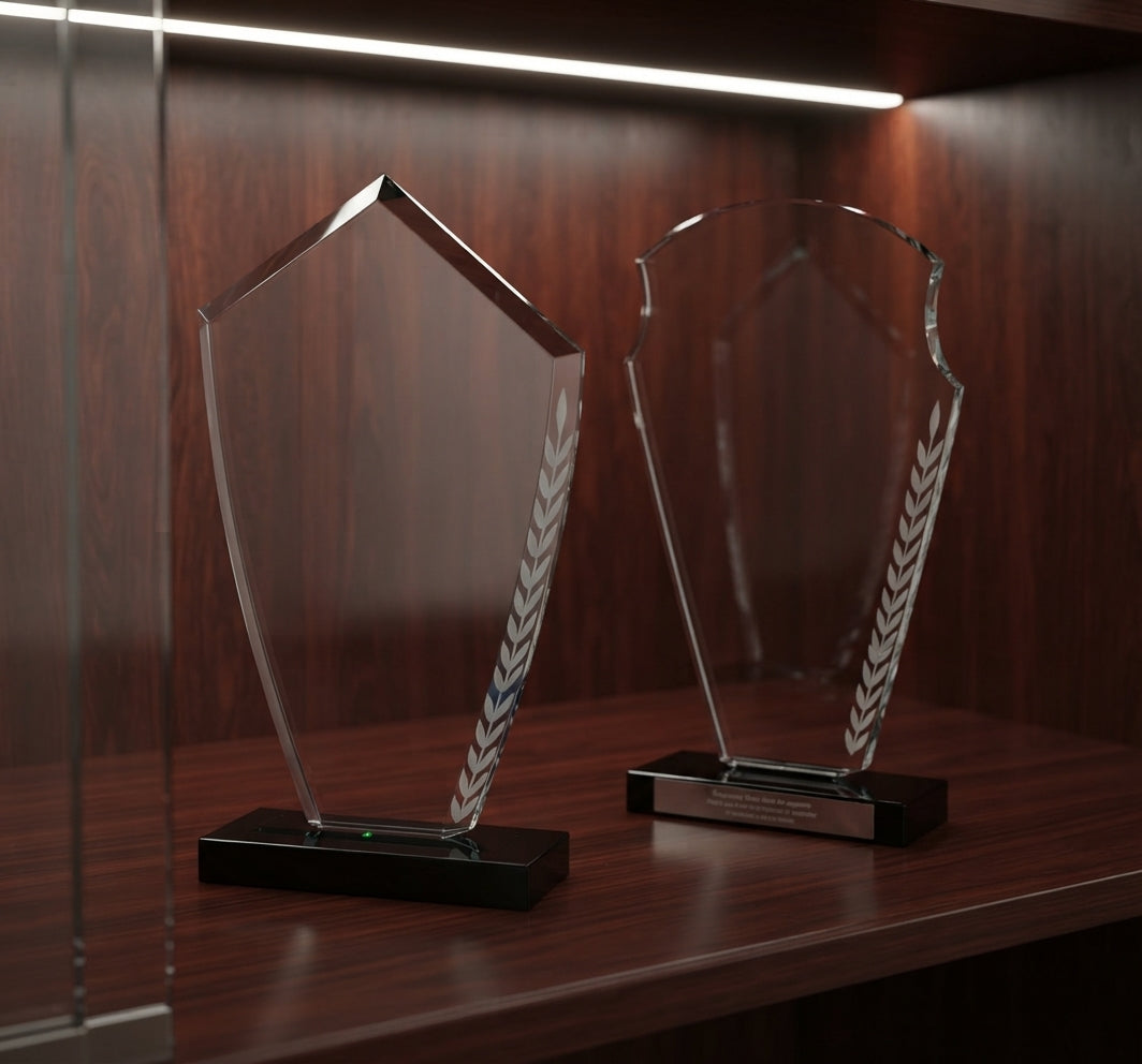 Crystal Leaf Award Trophy CST-83 alternate view - Meru Trophy